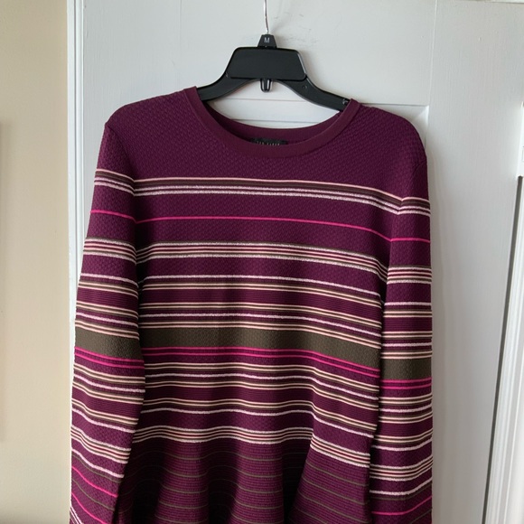 Womens Ted Baker Maroon (with stripes) long sleeve blouse size 5 - Picture 1 of 6